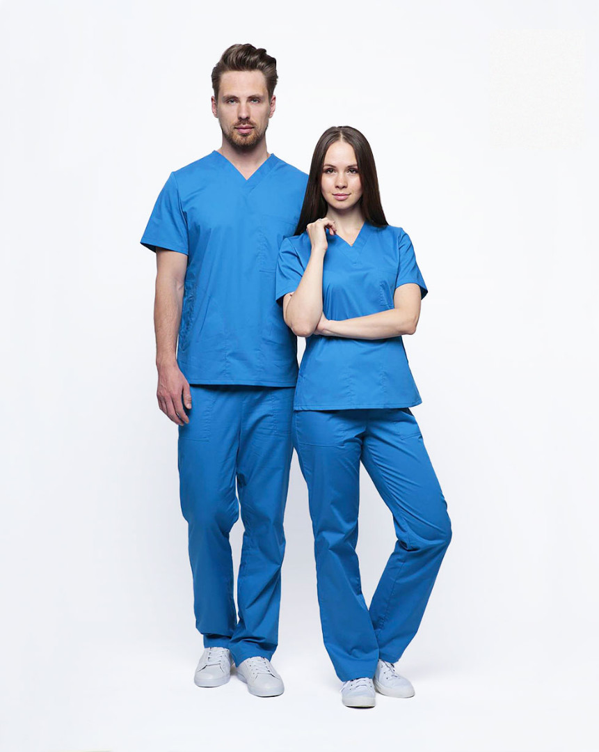 Синий хирургический костюм